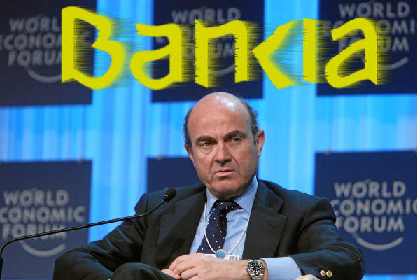 Luis de Guindos con el logotipo de Bankia